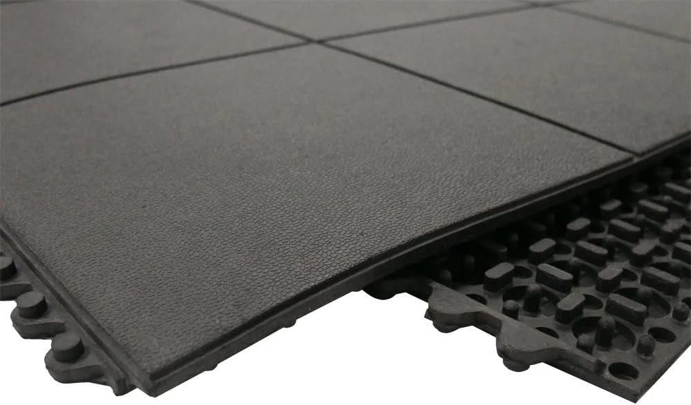 Revolution Interlocking Rubber Floor Mat (2-Pack), Dark 12Mm X 36In X 36In