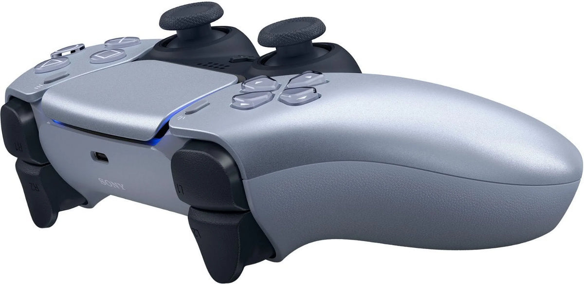 PlayStation 5, PS5 DualSense Wireless Controller - Sterling Silver Bundle With 6Ave Microfiber Cleaning Cloth