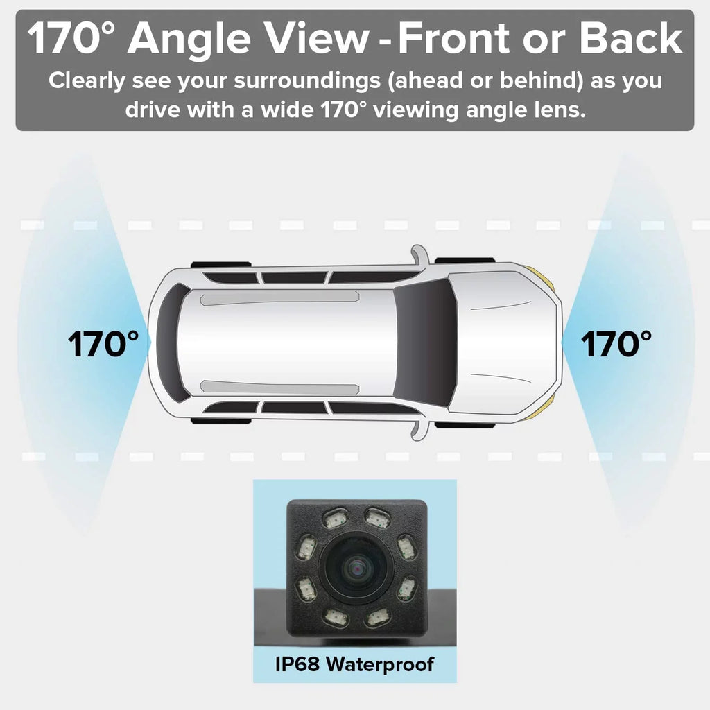Master Taiaters OEM Rear View Mirror with 4.3” LCD Screen, Wireless Transmitter & Waterproof 170° LED Backup Camera Kit - Universal Fit for All Cars