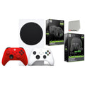 Xbox Series S 512GB Digital Console with Extra Wireless Controller - Pulse Red - Surge 12 Piece Accessory Kit and CHARGEDOCK Dual Charge Base with Microfiber Cleaning Cloth