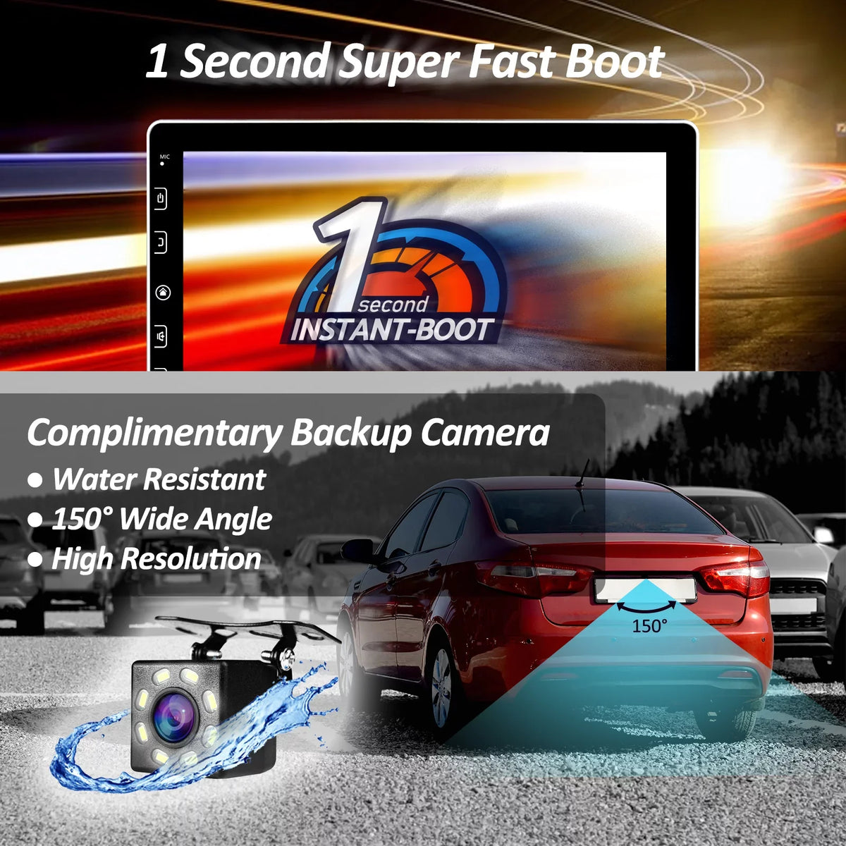 Double Din Car Stereo - Corehan 10 inch Touchscreen Car Radio Bluetooth Multimedia Player with Backup Camera Compatible with Wireless Carplay, Wireless Android Auto, Mirror Link