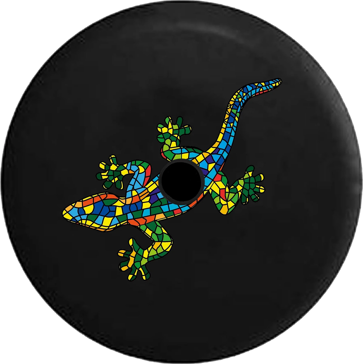 2018 2019 Wrangler JL Backup Camera Mosaic Tile Multicolor Lizard Gecko Spare Tire Cover for Jeep RV 33 Inch