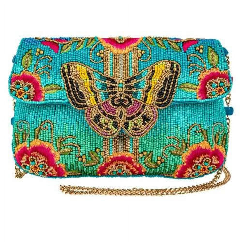 Mary Frances Butterfly Love Blue Pink Spring Beaded Crossbody Handbag BAG NEW