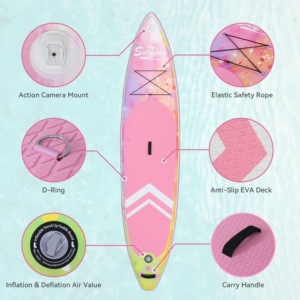 FULLWATT 11FT Stand Up Paddle Board Inflatable SUP Surfboard Complete Kit with Kayak Seat