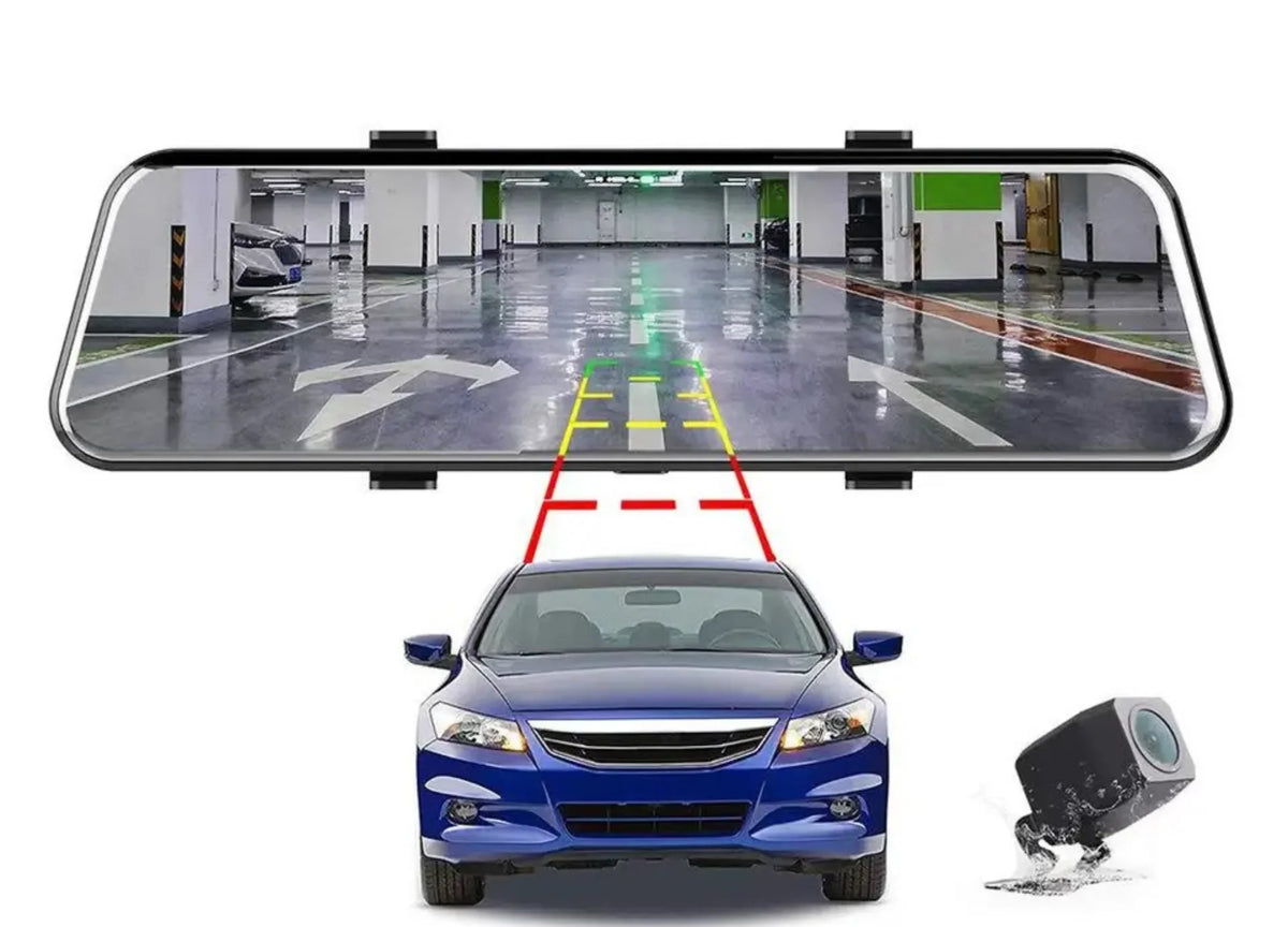 10-inch Touch Mirror Car Camera Dashcam, 1080P FHD Full Touch Screen Front and Rear View, Super Night Vision Parking Assistance, Camera for Cars Loop Recording Streaming Media 170°Wide Angle