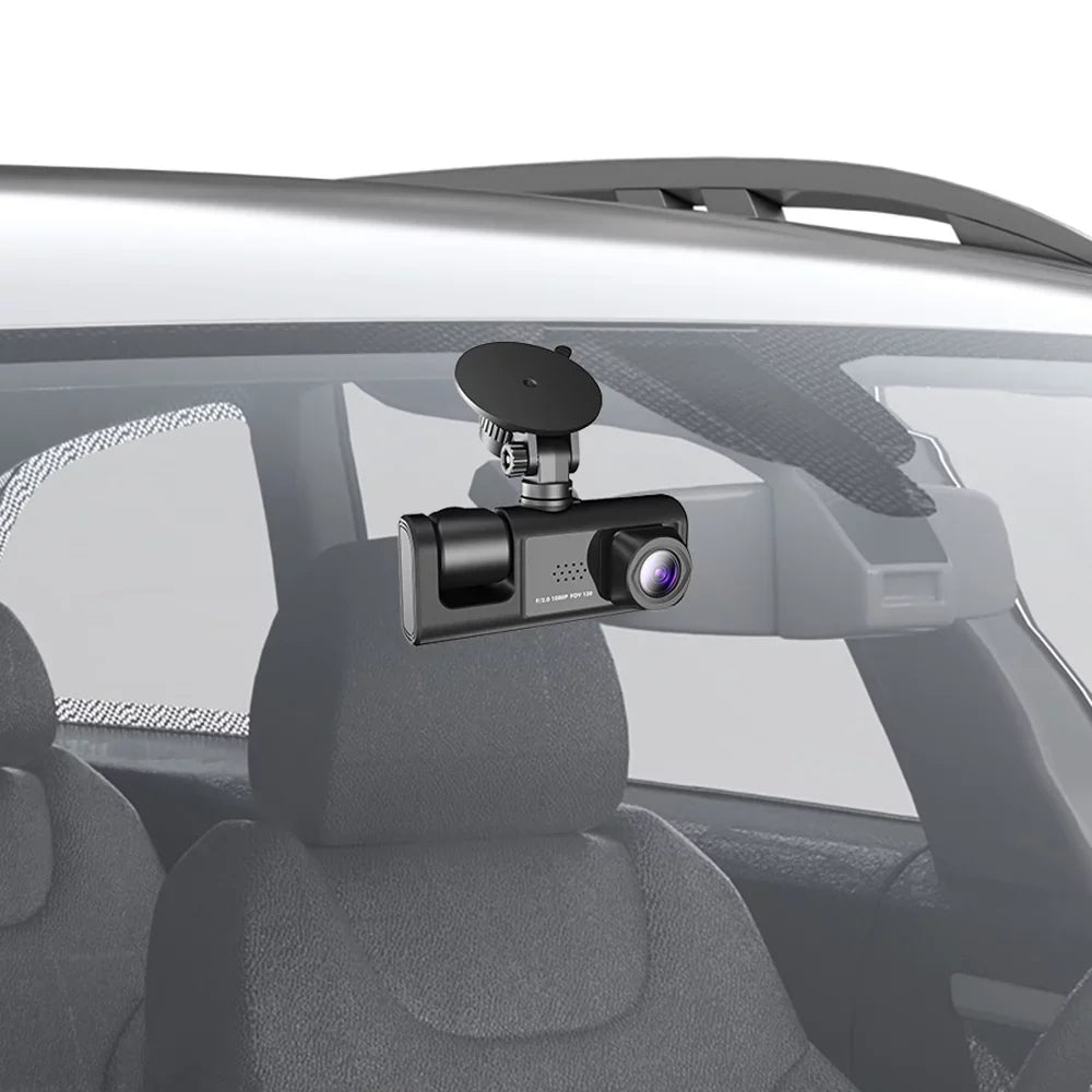 1080P DVR Dash Camera Front & Inner & Rear Camera Driving Recorder 2 Inch Screen Dashcam Support Night-Vision Loop Recording One-Key Lock