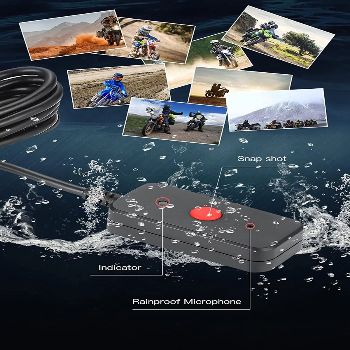 Motorcycle Dash Camera Front and Rear 1080P HD Waterproof Lens 120° Wide Angle Waterproof Recording Camera with Wi-Fi, GPS
