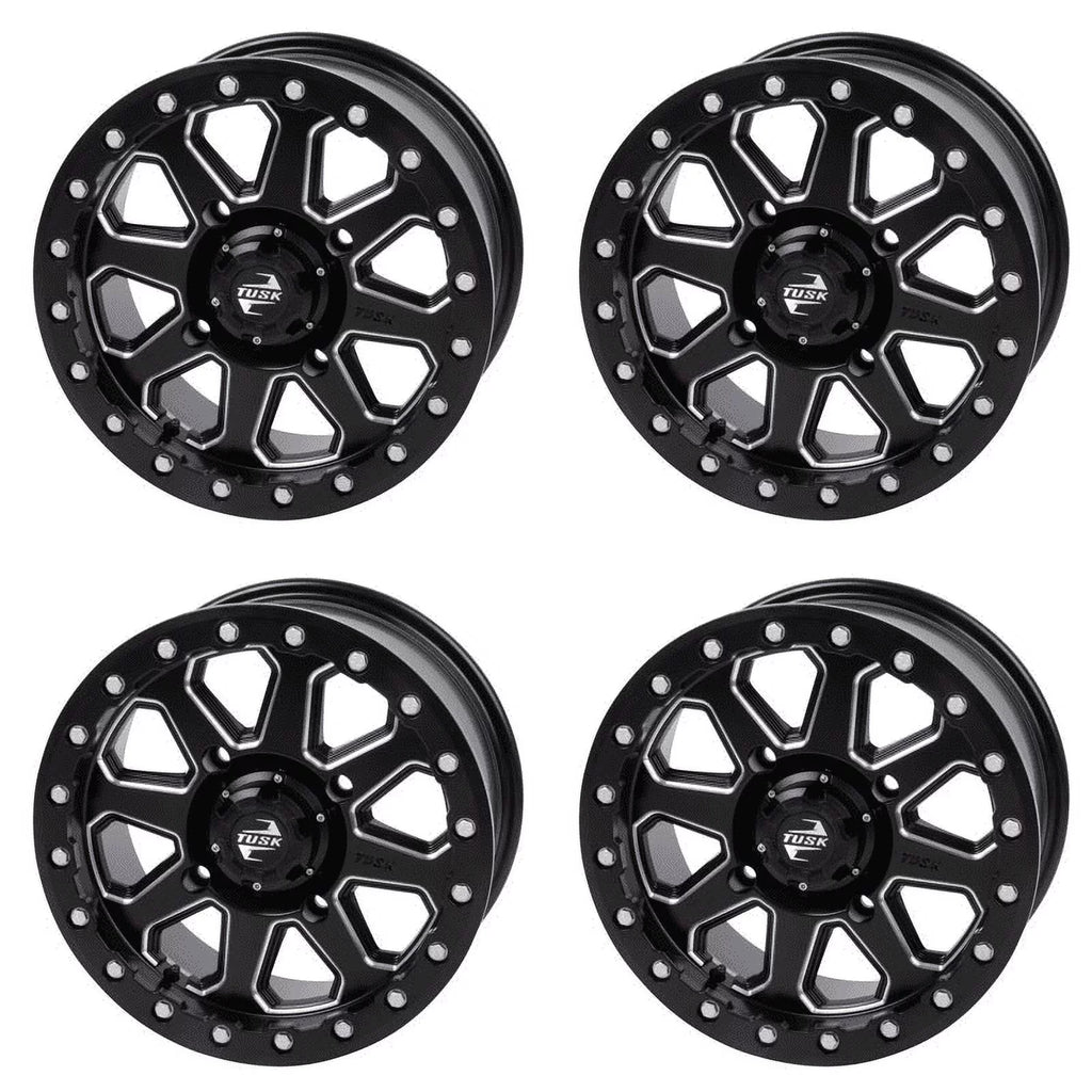 (4 Pack) 4/137 Tusk Uinta Beadlock Wheel 15X7 4.0 + 3.0 Dark For Can-Am Defender Hd10 Pro Dps 2020-2023