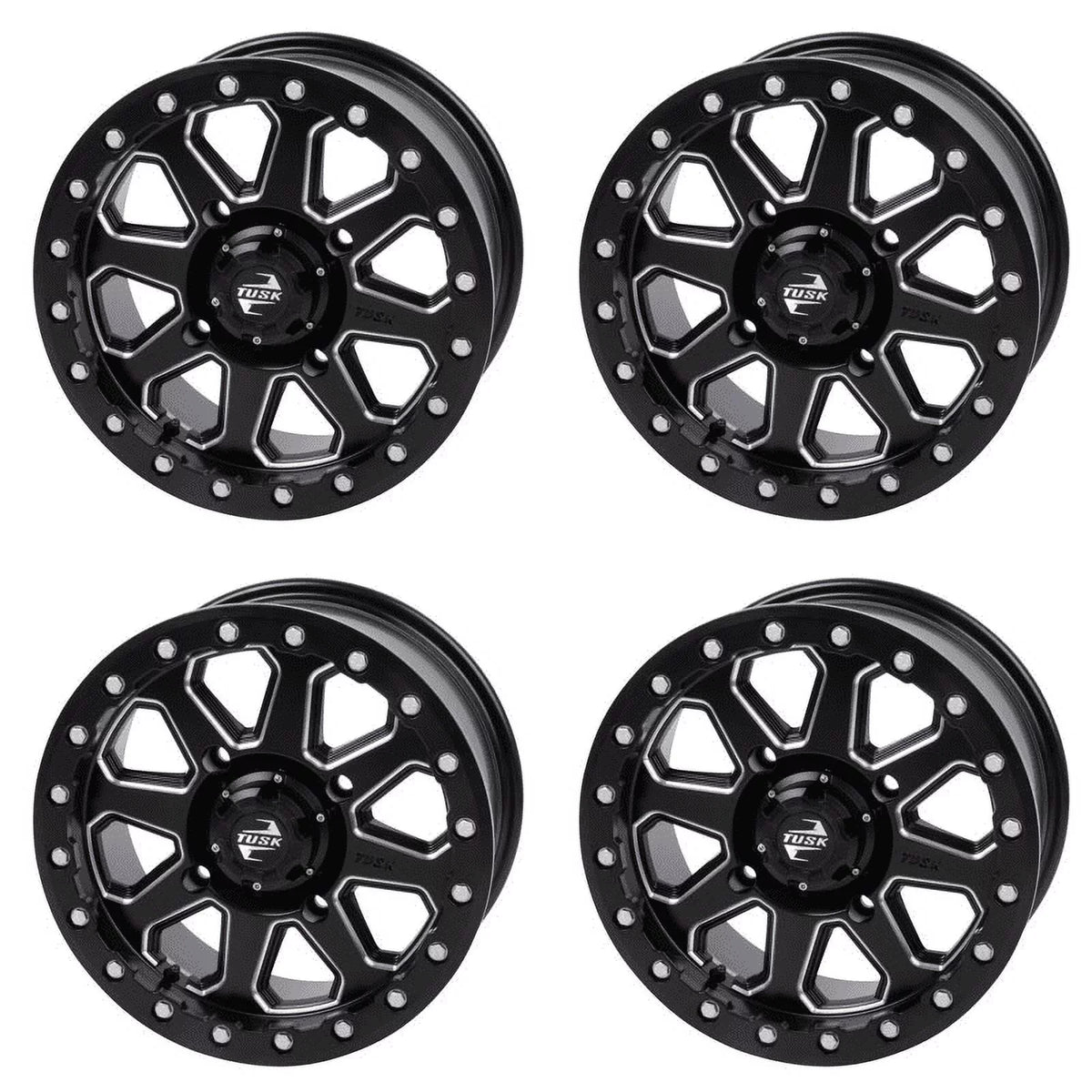 (4 Pack) 4/137 Tusk Uinta Beadlock Wheel 15X7 4.0 + 3.0 Dark For Can-Am Defender Hd10 Pro Dps 2020-2023