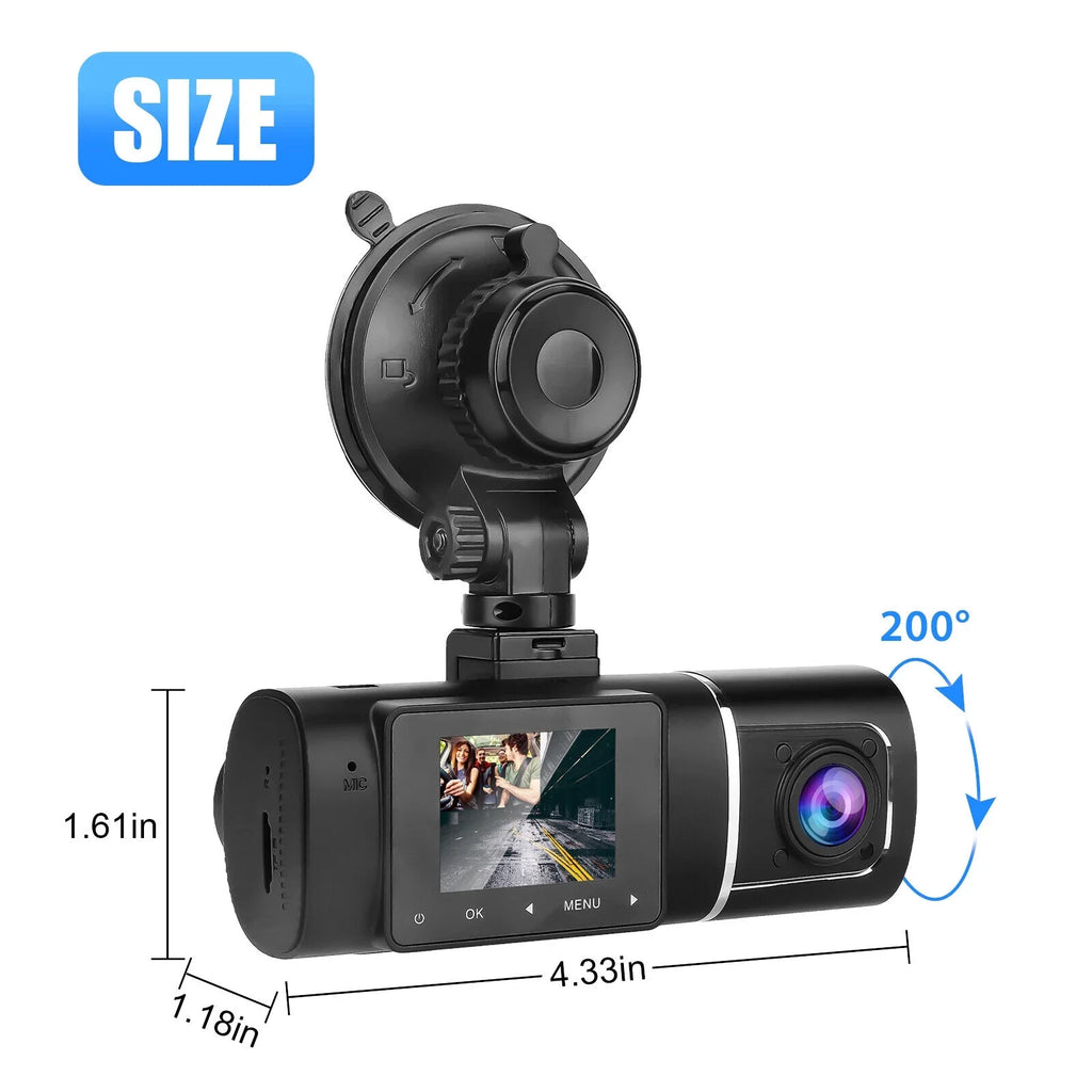 Dual Lens Car DVR Dash Cam Video Recorder G-Sensor 1080P HD Inner Camera