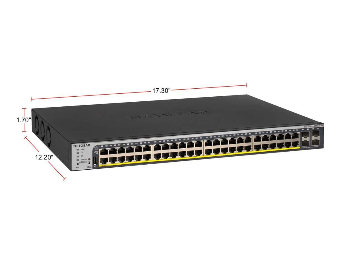 NETGEAR 48-Port Gigabit PoE+ Ethernet Smart Managed Pro Switch with 4 SFP Ports | 760W | ProSAFE and Lifetime Technical Chat Support (GS752TPP)