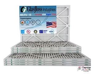 Glasfloss 20x20x1 - MERV 10 Quantity - Furnace Air Filter - Made in USA (Actual Size: 19.5 x 19.5x7/8 inch)