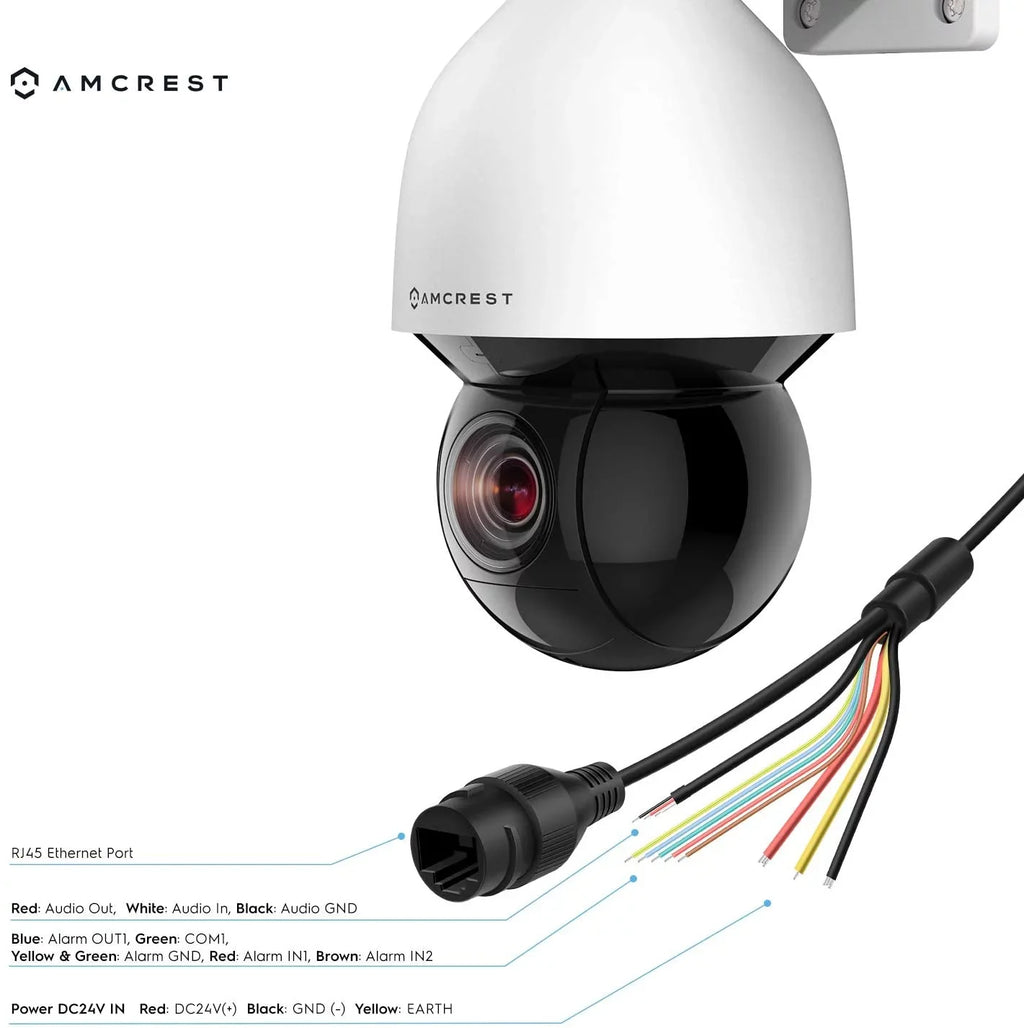 Amcrest 4MP Outdoor PTZ POE + IP Camera Pan Tilt Zoom (Optical 32x Motorized) UltraHD POE+ Camera Security Speed Dome, People and Vehicle Detection AI, 492ft Night Vision POE+ (802.3at) IP4M-1083EW-AI