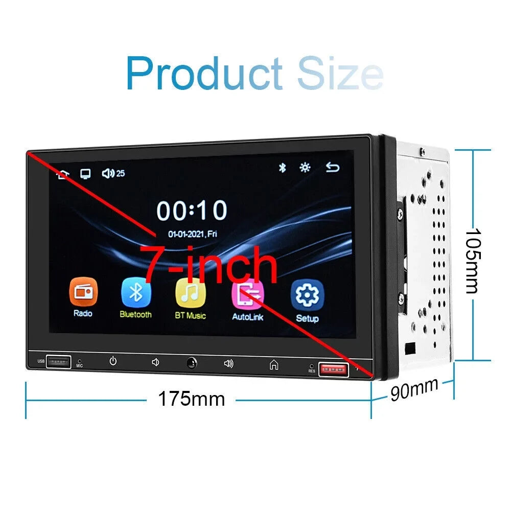 Onemayship 7" HD Screen Carplay & Android Auto MP5 Player Wired Mirror Link Bluetooth AUX Fast Charge - Car Stereo System