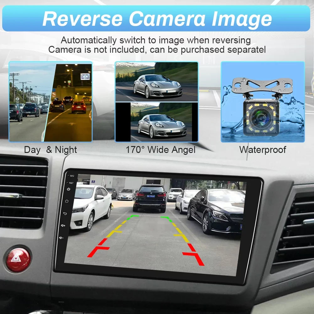 Podofo for Honda Civic 2012 2013 2014 2015 Car Stereo Radio 9'' Touch Screen Android 12 Car Player FM Bluetooth Mirror Link Wifi Gps Usb, with Backup Camera
