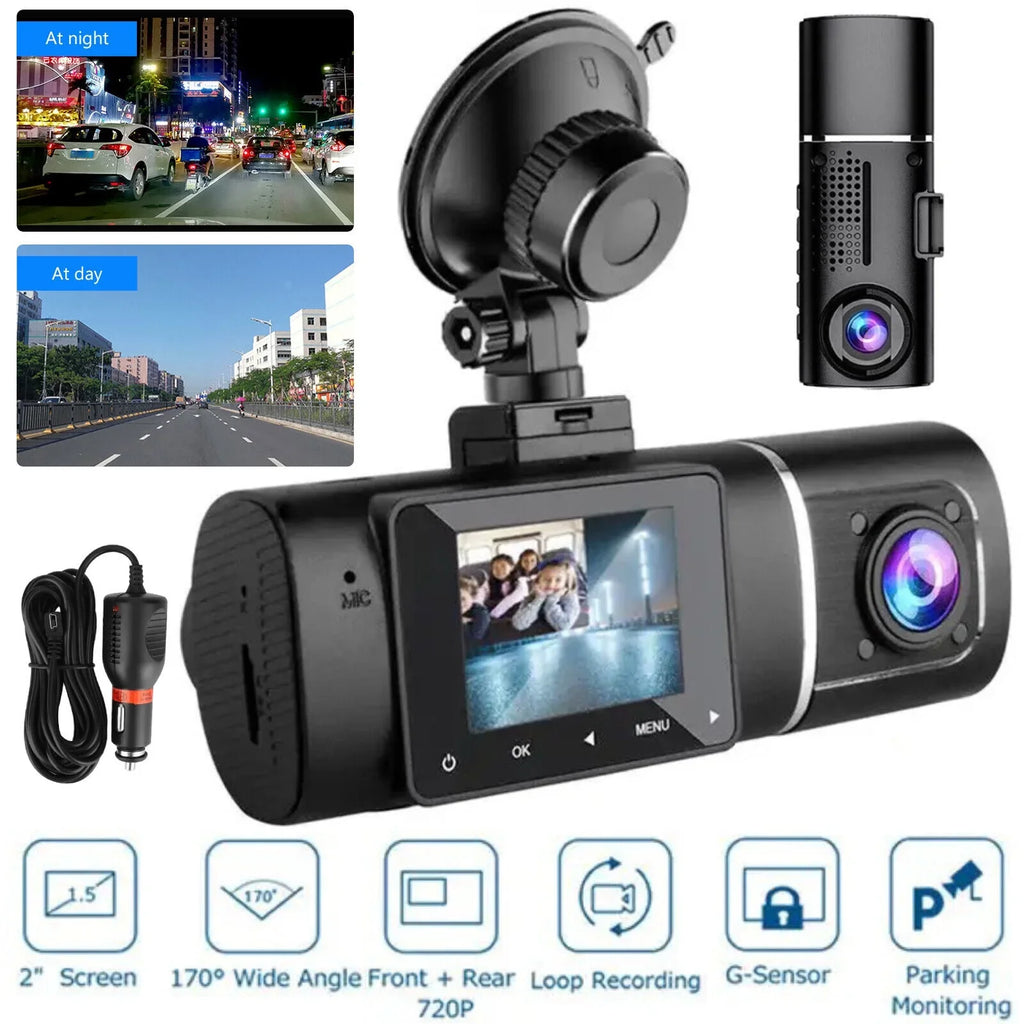 Dual Lens Car DVR Dash Cam Video Recorder G-Sensor 1080P HD Inner Camera