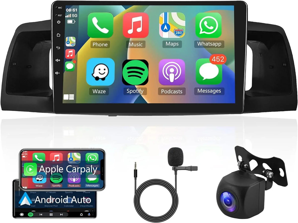 THONZER 1G+32G Android 9 Inch Car Stereo for Corolla ex 2007-2012 with Wireless Carplay, Rimoody Touch Screen Car Radio Bluetooth GPS WiFi FM Mirror Link RCA USB SWC + Backup Camera