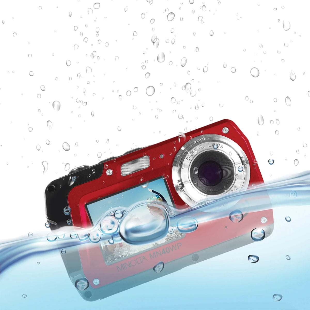 Minolta 48 MP Waterproof Digital Camera, Red