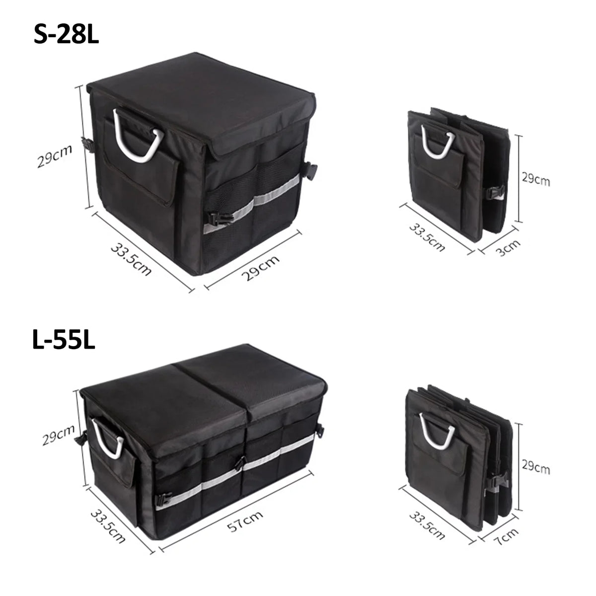 Apexeon Car Trunk Organizer, Automotive Cargo Organizer, Oxford Cloth Folding Storage Box, Reflective Strip, 28L Capacity