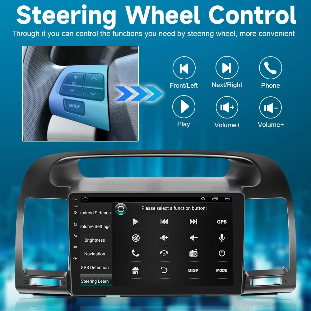 Podofo 2+64G Android 13 for Camry 2000-2003 Wireless Carplay Android Auto Mirror Link 9'' Touch Screen Car Stereo Radio WIFI GPS FM Bluetooth Hifi, AHD Backup Camera