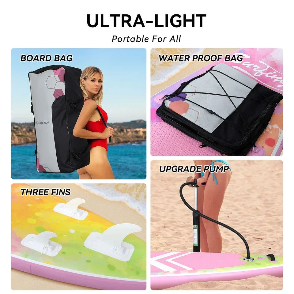 FULLWATT 11FT Stand Up Paddle Board Inflatable SUP Surfboard Complete Kit with Kayak Seat