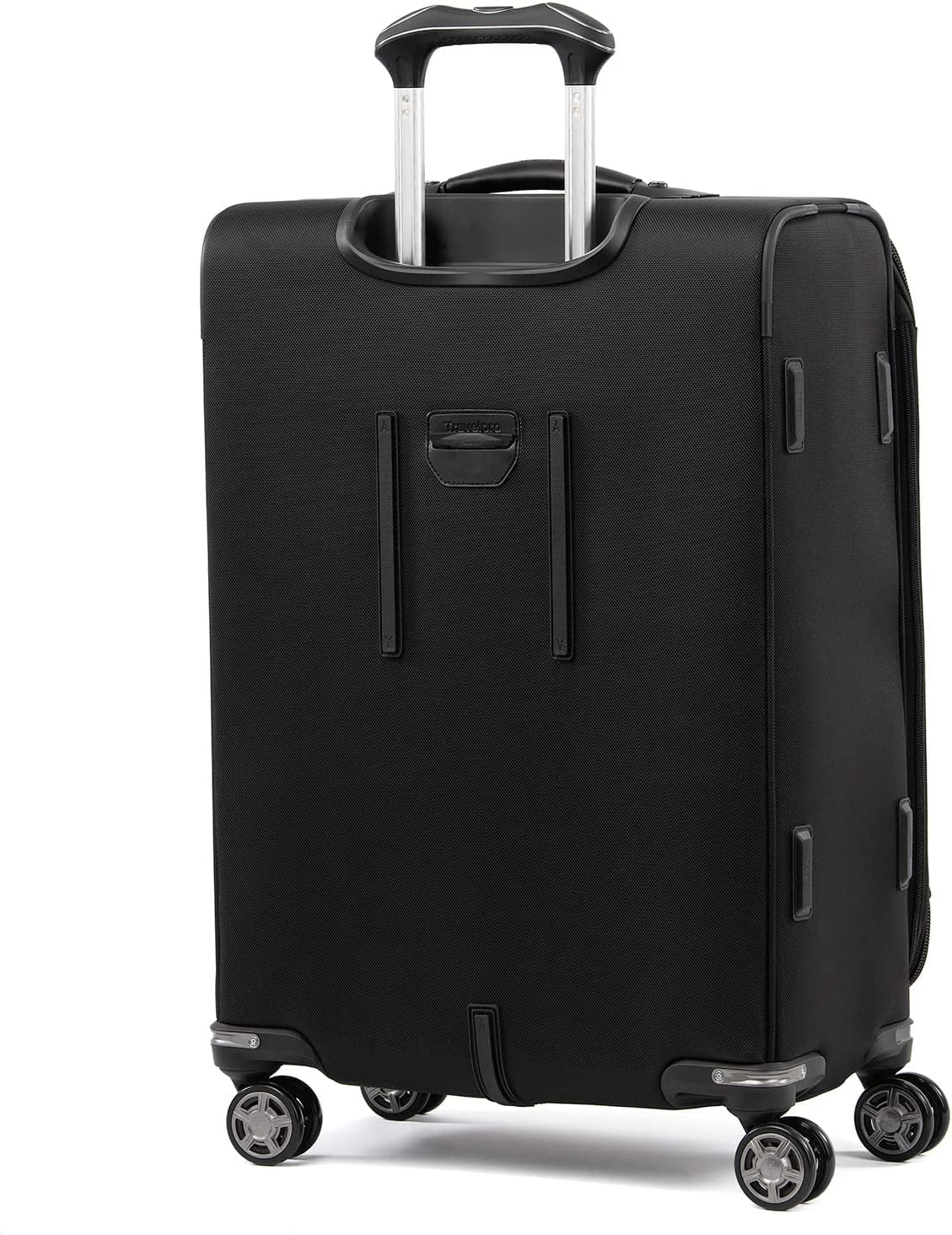 Travelpro Platinum Elite Softside Expandable Checked Luggage, 8 Wheel Spinner Suitcase, TSA Lock, Men and Women, Shadow Dark Checked Medium 25-Inch Checked-Medium 25-Inch Shadow Jet