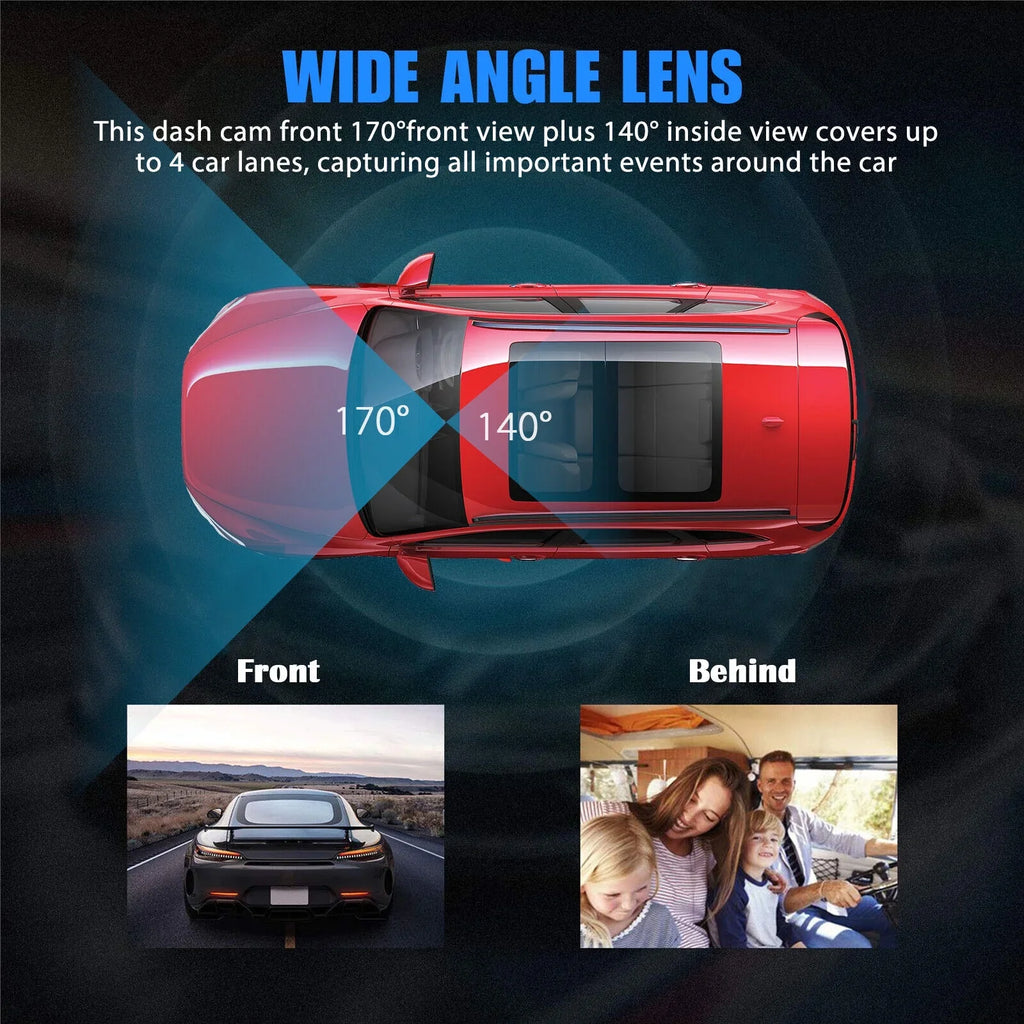 Dual Lens Car DVR Dash Cam Video Recorder G-Sensor 1080P HD Inner Camera