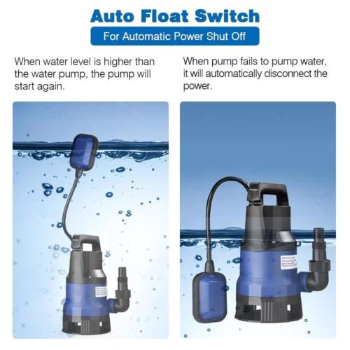 1 750W Submersible Water Sump Pump For Dirty Clean Swim Pool Pond