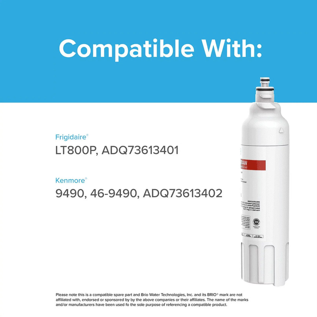 Brio 6020A Refrigerator Water Filter Replacement Compatible With LT800P, ADQ73613401 Kenmore 9490, 46-9490, ADQ73613402