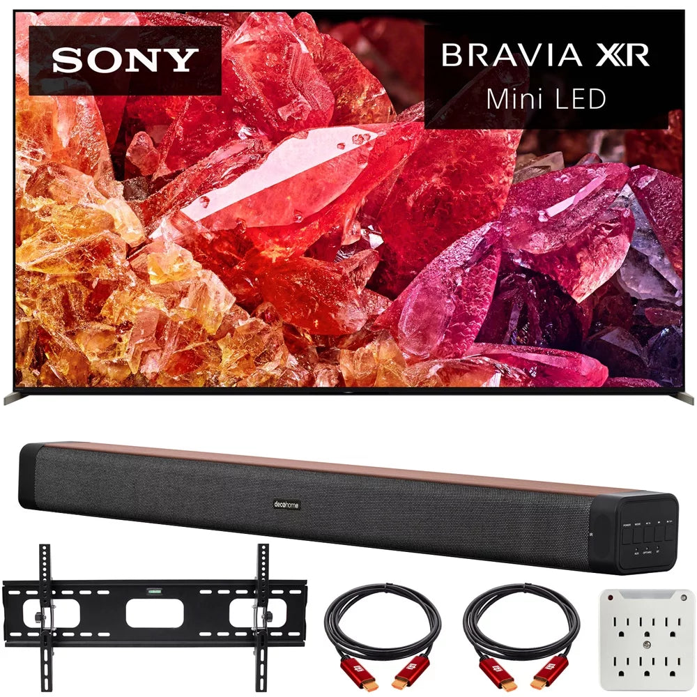 XR75X95K 75" BRAVIA XR X95K 4K HDR Mini LED TV with smart TV (2022 Model) Bundle with Deco Home 60W 2.0 Channel Soundbar, 37"-100" TV Wall Mount Bracket Bundle and 6-Outlet Surge Adapter