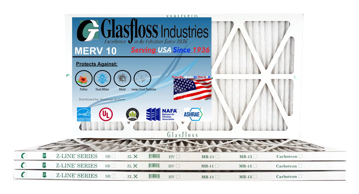 Glasfloss 15x30x1 - MERV 10 Number - Furnace Air Filter - Made in USA (Actual Size: 14.5 x 29.5x7/8 inch)