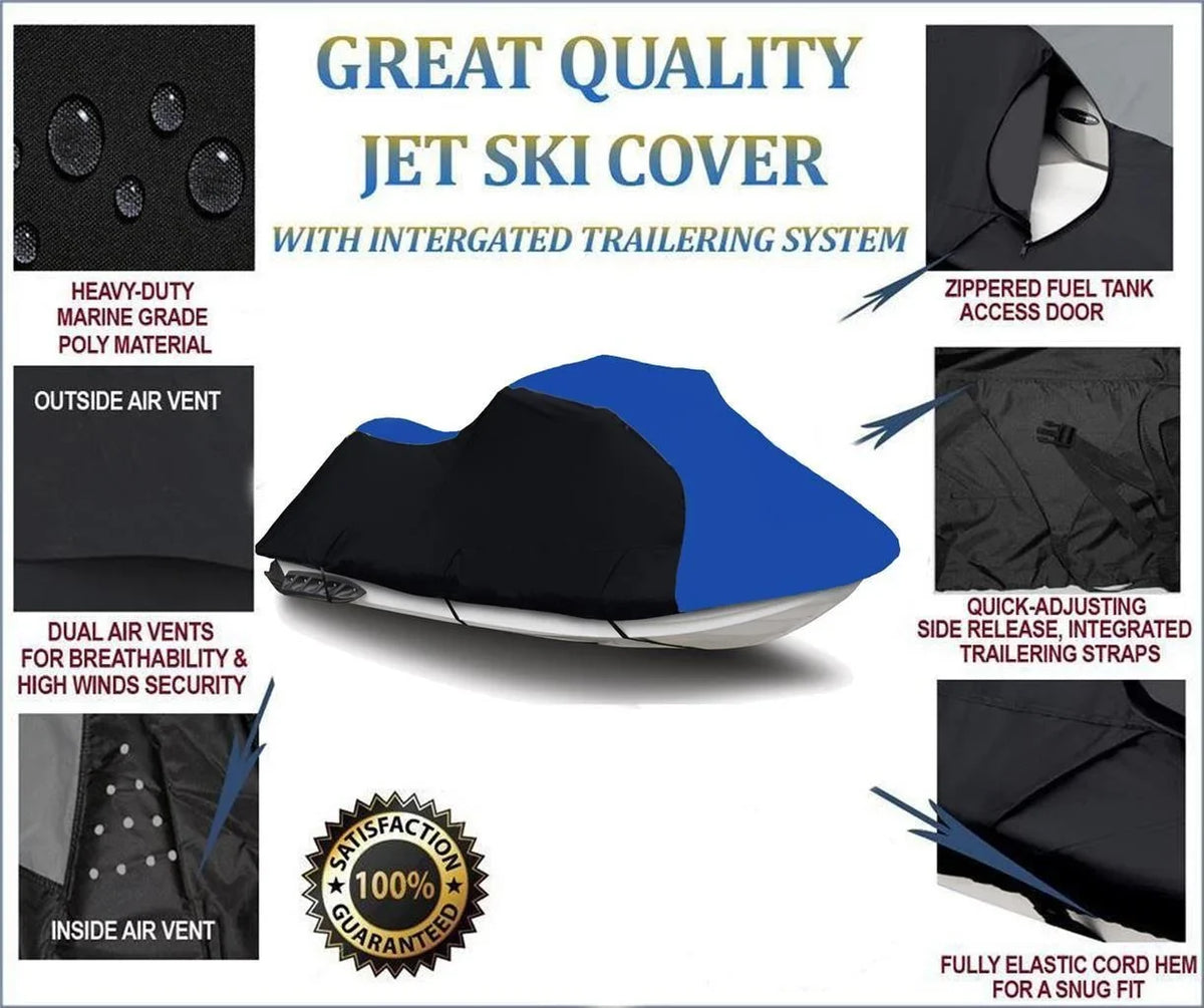 Jet / BLUE HEAVY-DUTY, 600 DENIER Cover Compatible for Polaris Virage TXi 2001 2002 Jet Ski Trailerable Cover