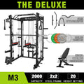 Mikolo Smith Machine Home Gym, 2000 lbs Power Rack Cage with Cable Crossover, Smith Cage with 800LB Capacity Adjustable Load Bench and 100 lbs Mass Plate, Total Body Strength Training Cage