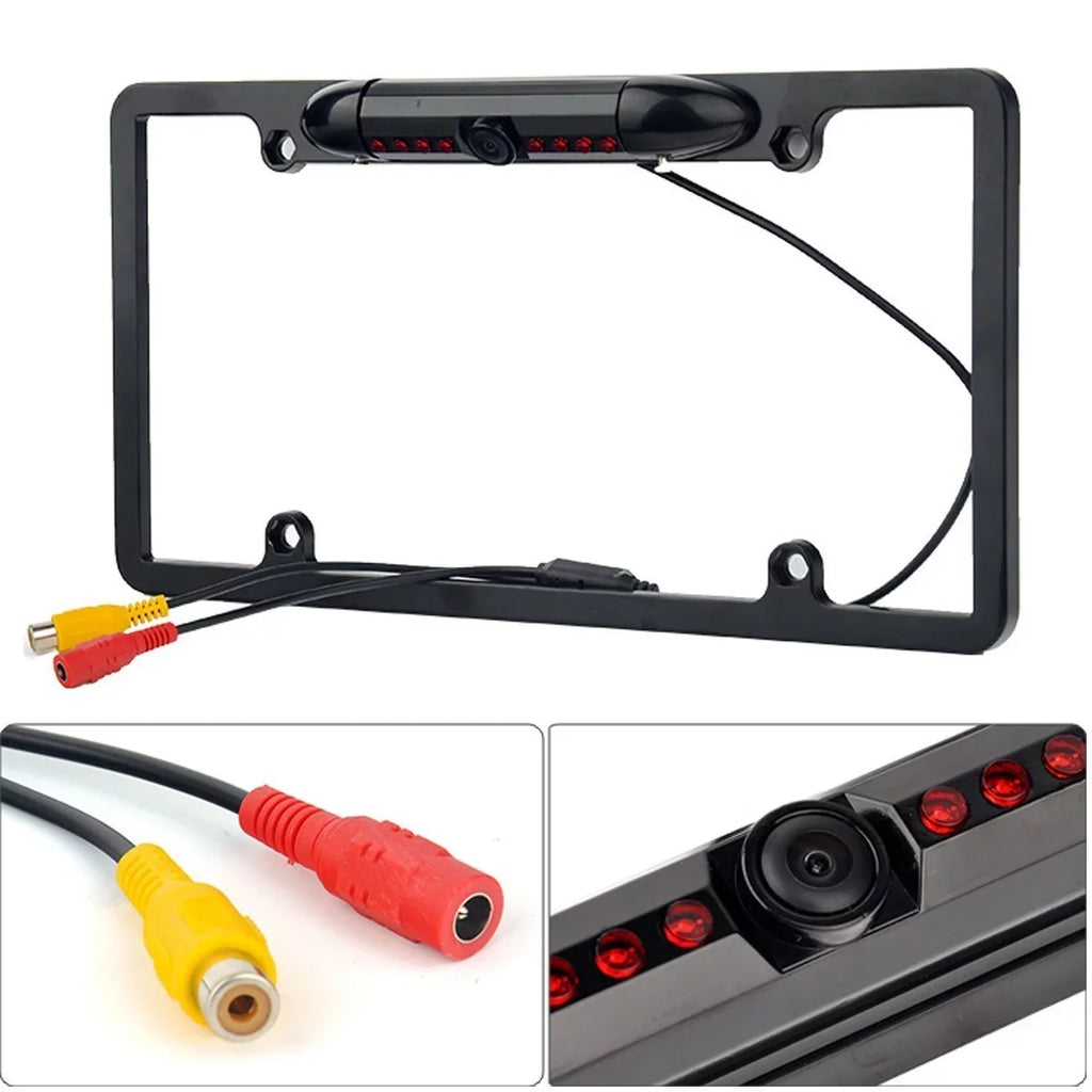 US Car License Plate Frame Backup Rear View Camera Night Vision Parking 8IR Dark