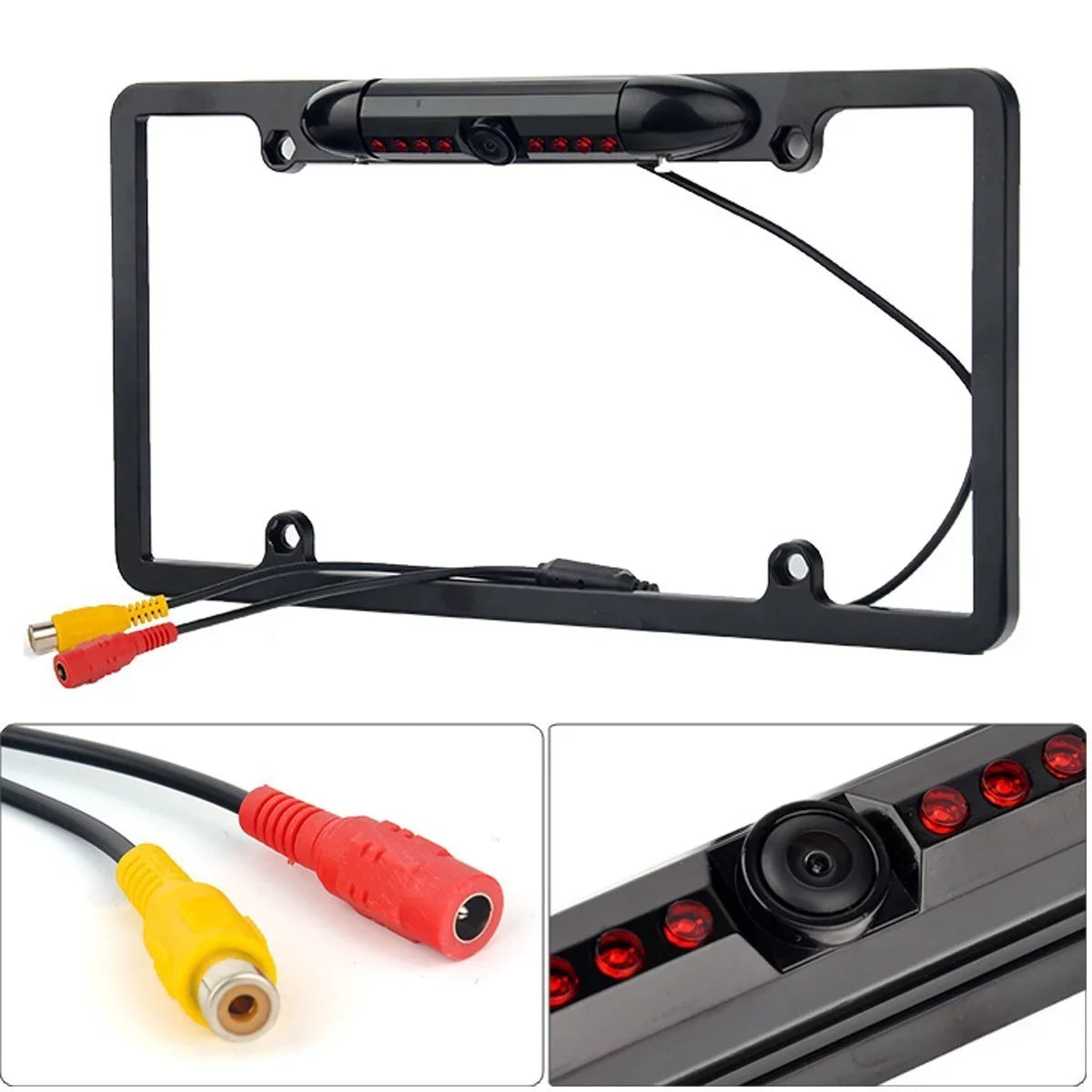US Car License Plate Frame Backup Rear View Camera Night Vision Parking 8IR Dark