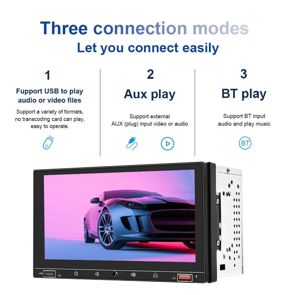 Onemayship 7" HD Screen Carplay & Android Auto MP5 Player Wired Mirror Link Bluetooth AUX Fast Charge - Car Stereo System