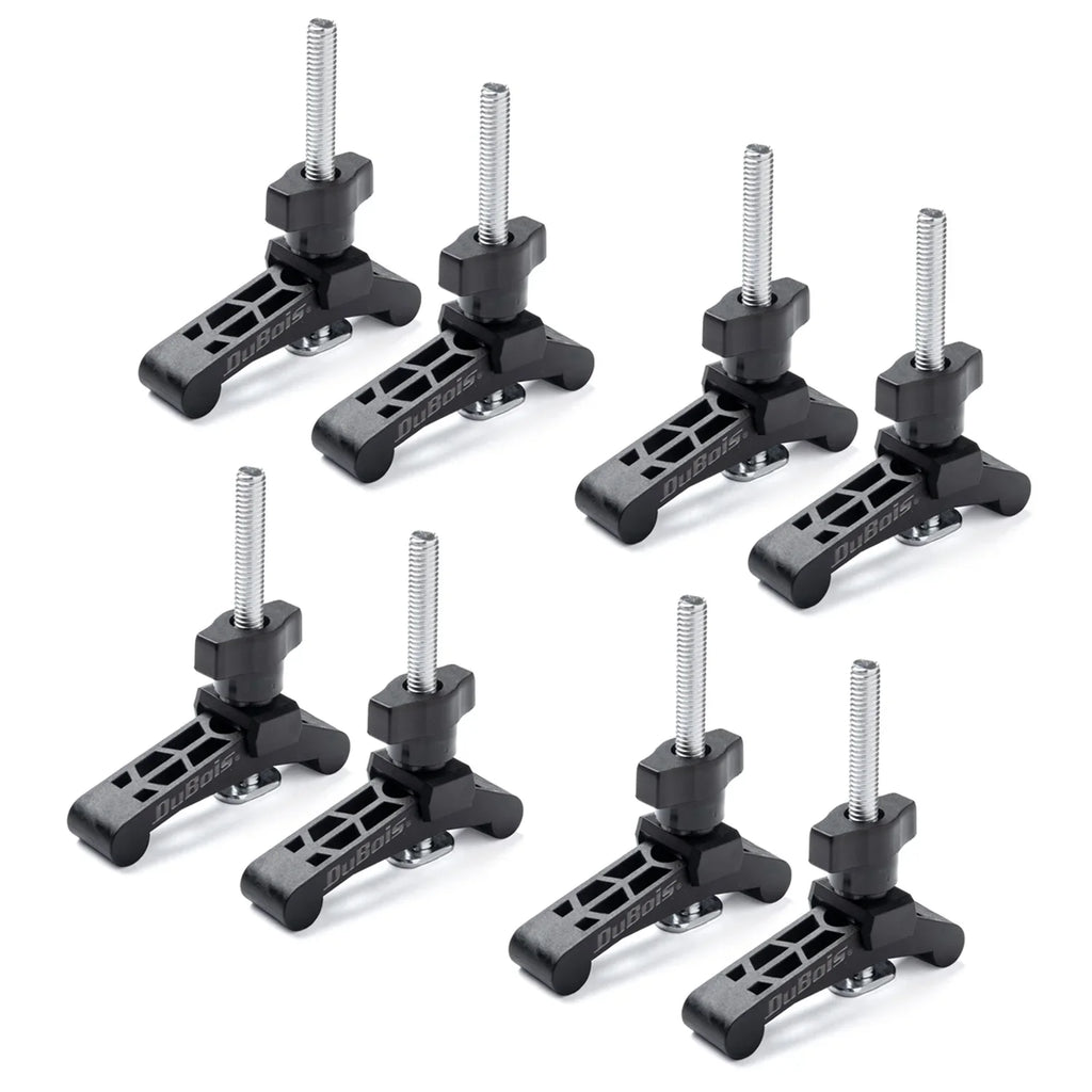 DuBois 51045-P4 Mini T Track Hold Down Clamps Woodworking Series, 3-3/4" x ¾ Reinforced Plastic Clamps with Steel T-Bolts, 8PK