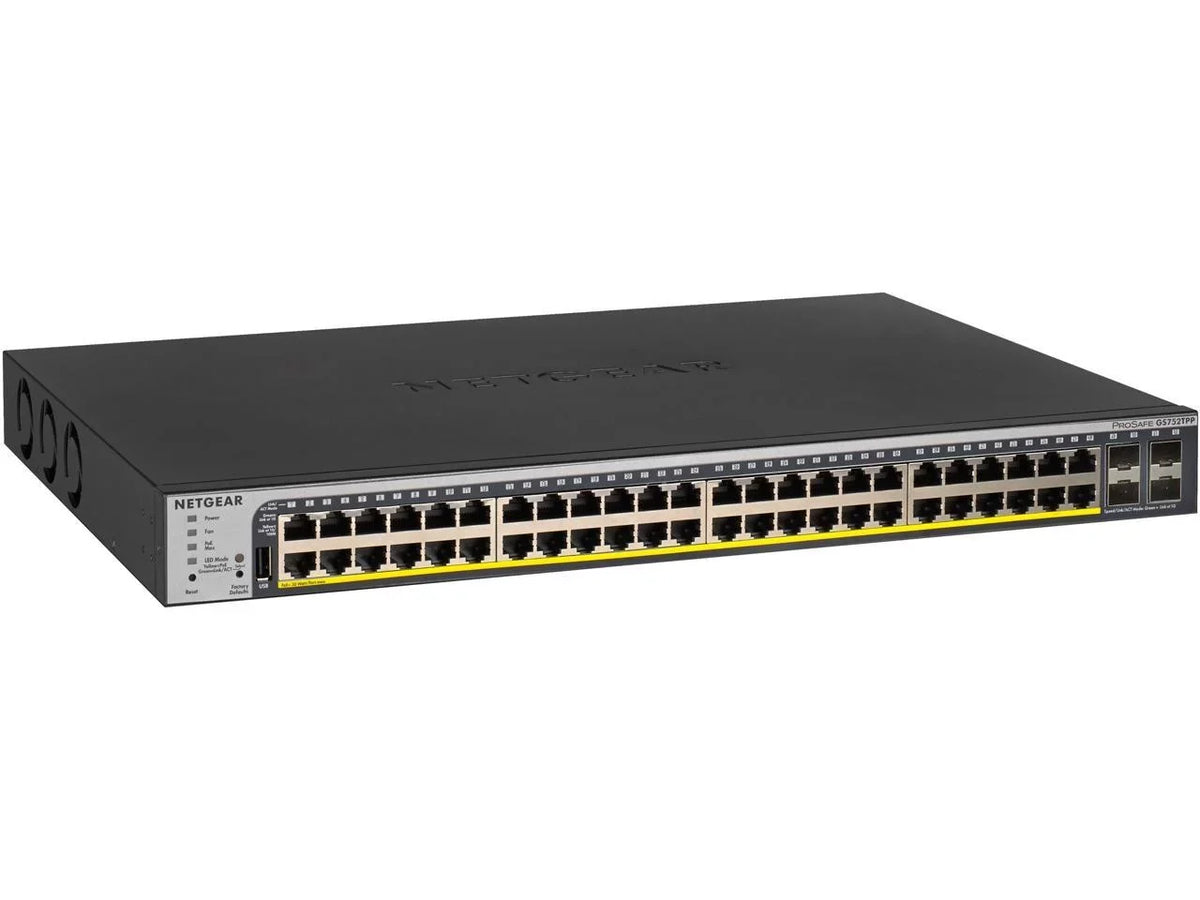 NETGEAR 48-Port Gigabit PoE+ Ethernet Smart Managed Pro Switch with 4 SFP Ports | 760W | ProSAFE and Lifetime Technical Chat Support (GS752TPP)