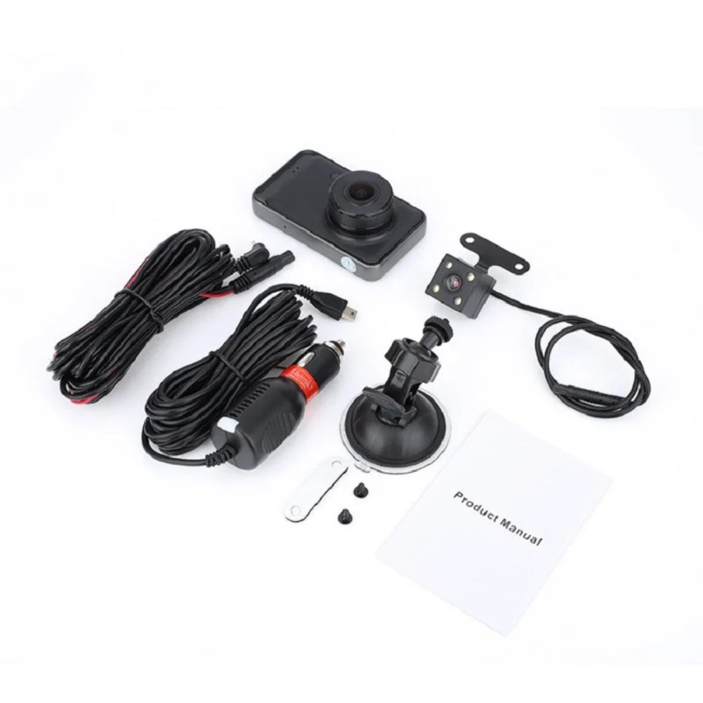 Driving recorder dual recording 3 inch HD 1080P night vision rear view car video recorder DVR