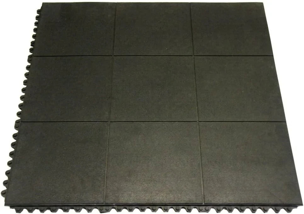 Revolution Interlocking Rubber Floor Mat (2-Pack), Dark 12Mm X 36In X 36In