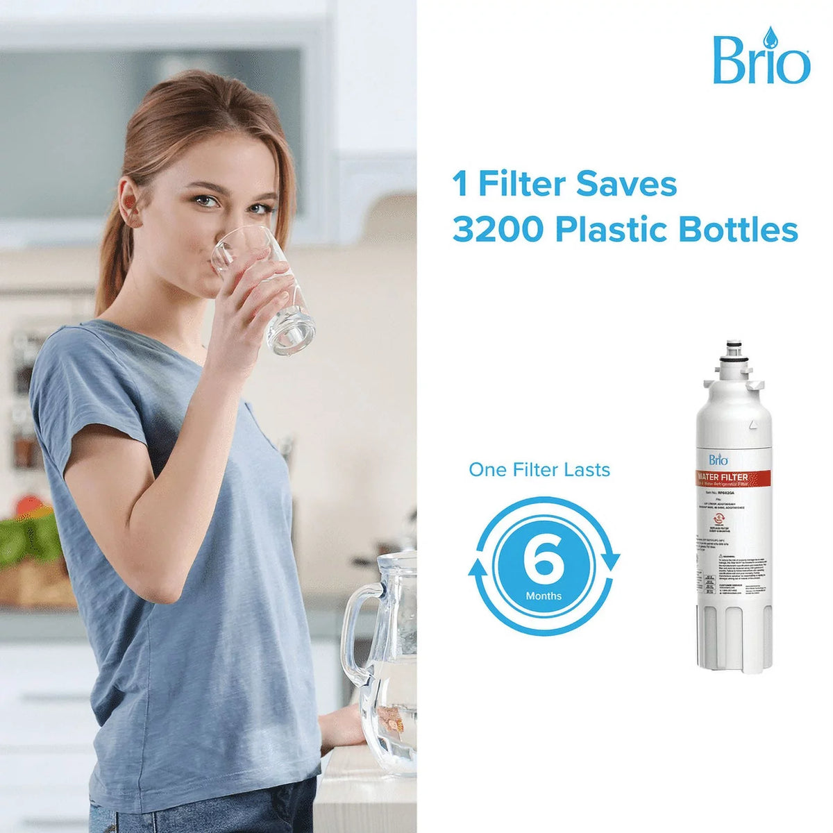 Brio 6020A Refrigerator Water Filter Replacement Compatible With LT800P, ADQ73613401 Kenmore 9490, 46-9490, ADQ73613402