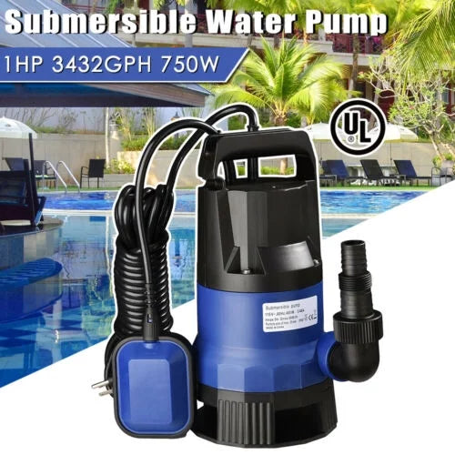 1 750W Submersible Water Sump Pump For Dirty Clean Swim Pool Pond