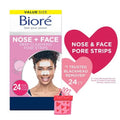 Nose+Face, Dark Remover Pore Strips, 12 Nose + 12 Face Strips For Chin Or Forehead, With Instant Dark Removal And Pore Unclogging, Oil-Free, Non-Comedogenic Use, 24 Count